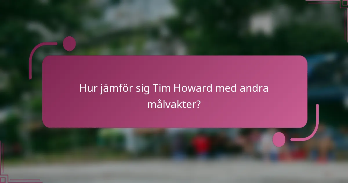 Hur jämför sig Tim Howard med andra målvakter?
