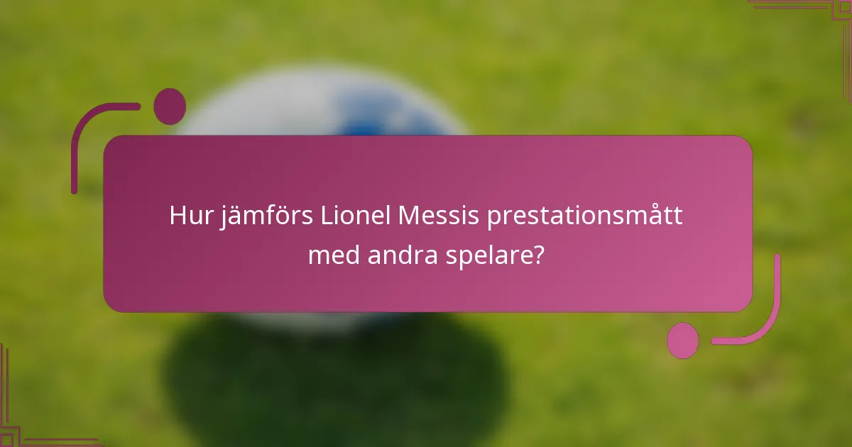 Hur jämförs Lionel Messis prestationsmått med andra spelare?