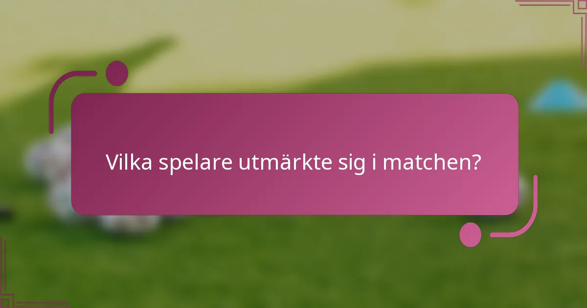 Vilka spelare utmärkte sig i matchen?