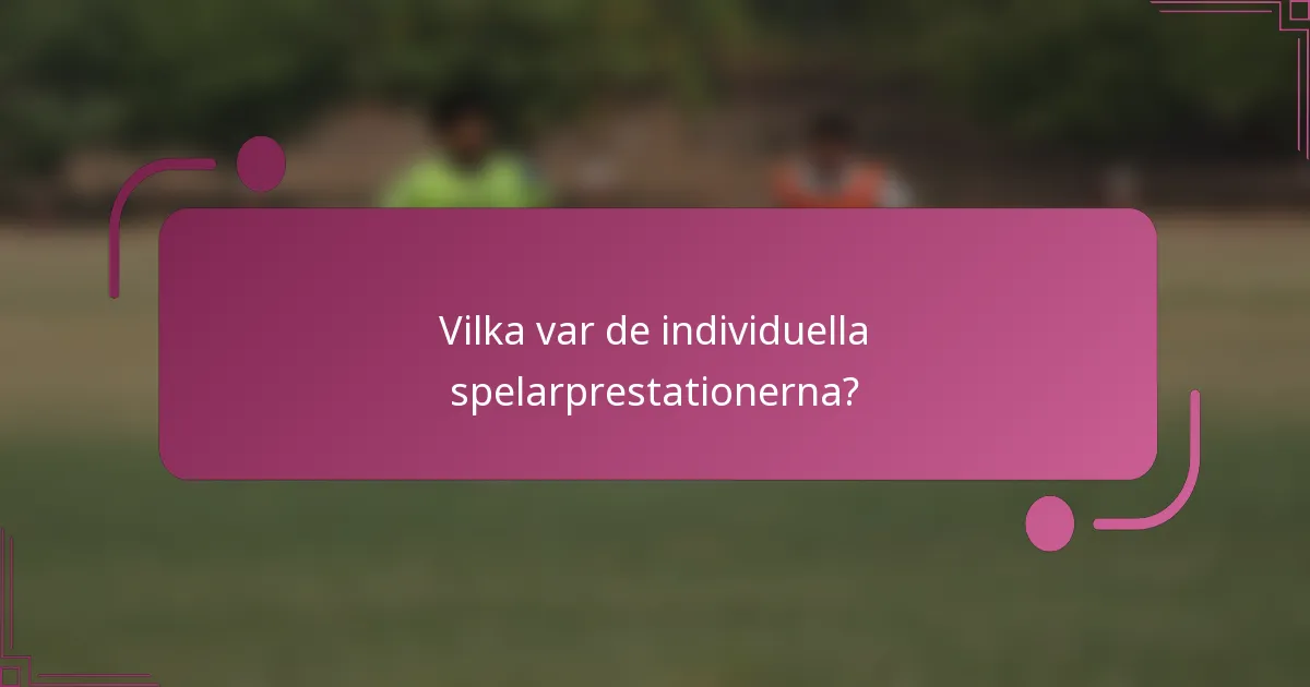 Vilka var de individuella spelarprestationerna?